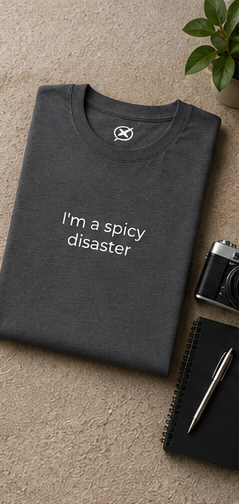 I'm a spicy disaster Tee | Minimal Text Graphic Shirt, Funny Sarcastic Slogan