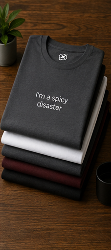 I'm a spicy disaster Tee | Minimal Text Graphic Shirt, Funny Sarcastic Slogan