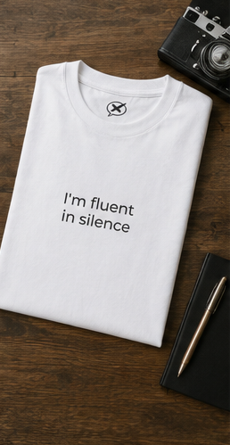 I'm fluent in silence Tee | Minimalist Text Shirt, Introvert Top