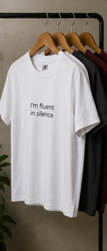 I'm fluent in silence Tee | Minimalist Text Shirt, Introvert Top