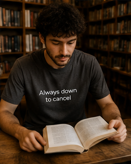 Always Down to Cancel T-Shirt | Minimal Text Tee, Casual Slogan Shirt