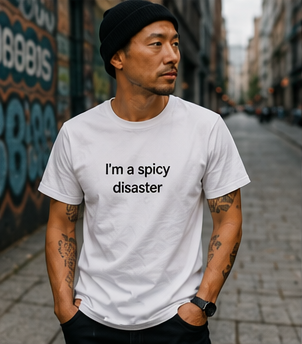 I'm a spicy disaster Tee | Minimal Text Graphic Shirt, Funny Sarcastic Slogan