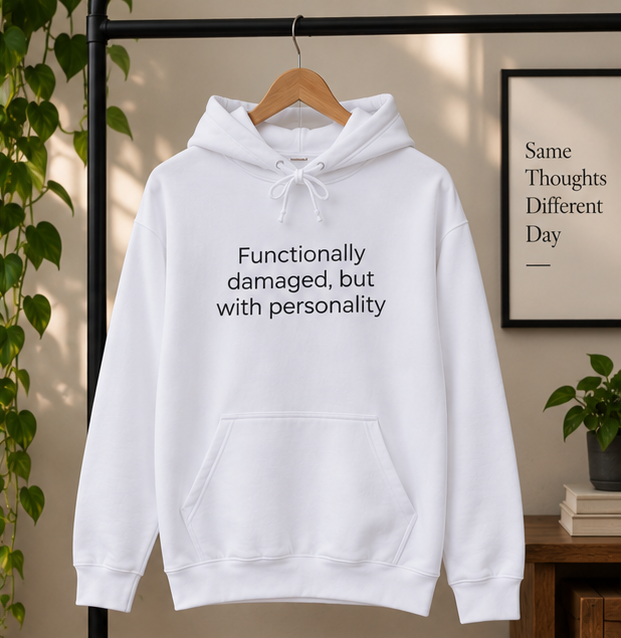 Functionally Damaged But With Personality Hoodie | Minimal Slogan Hoodie