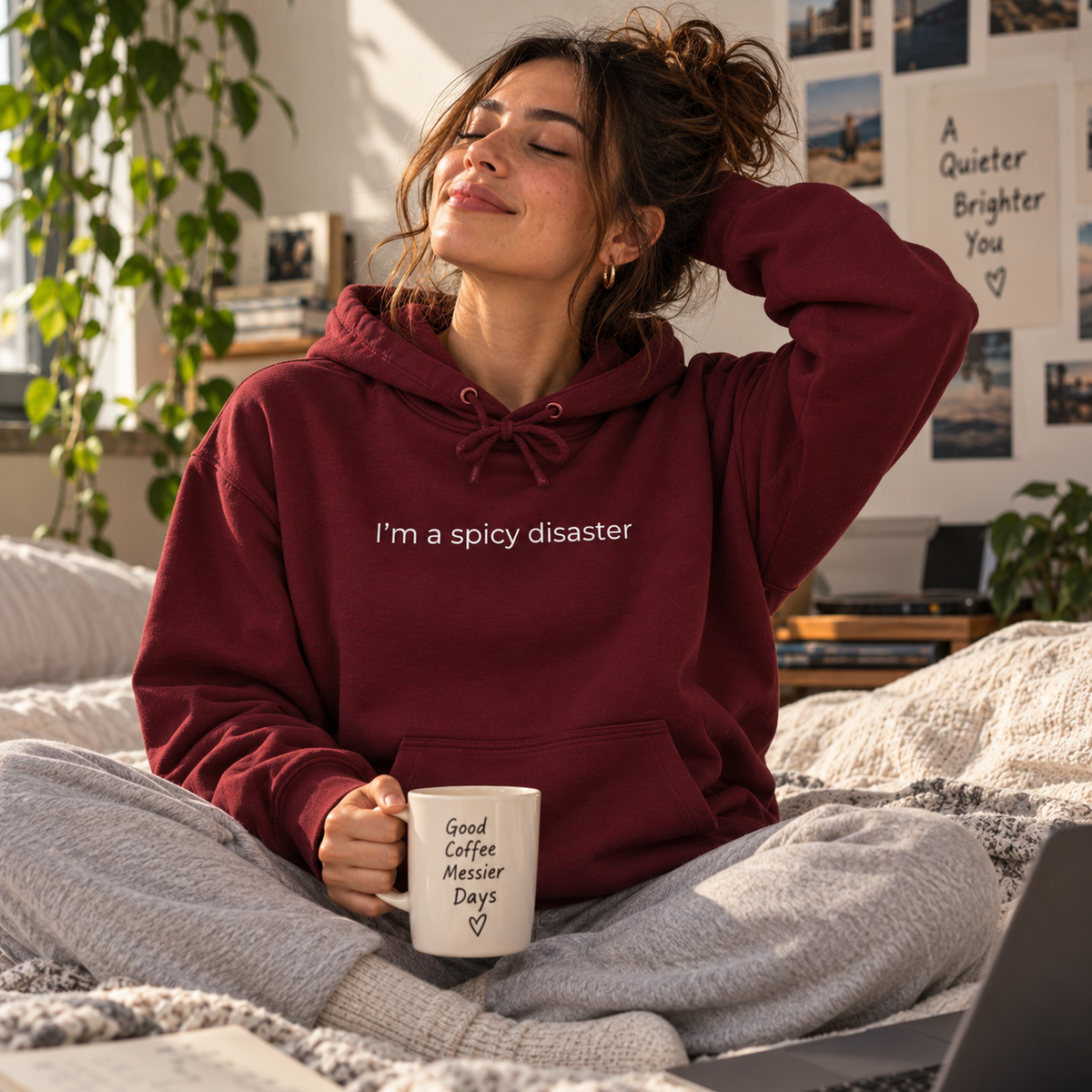 I'm a Spicy Disaster Hoodie | Minimal Slogan Hoodie