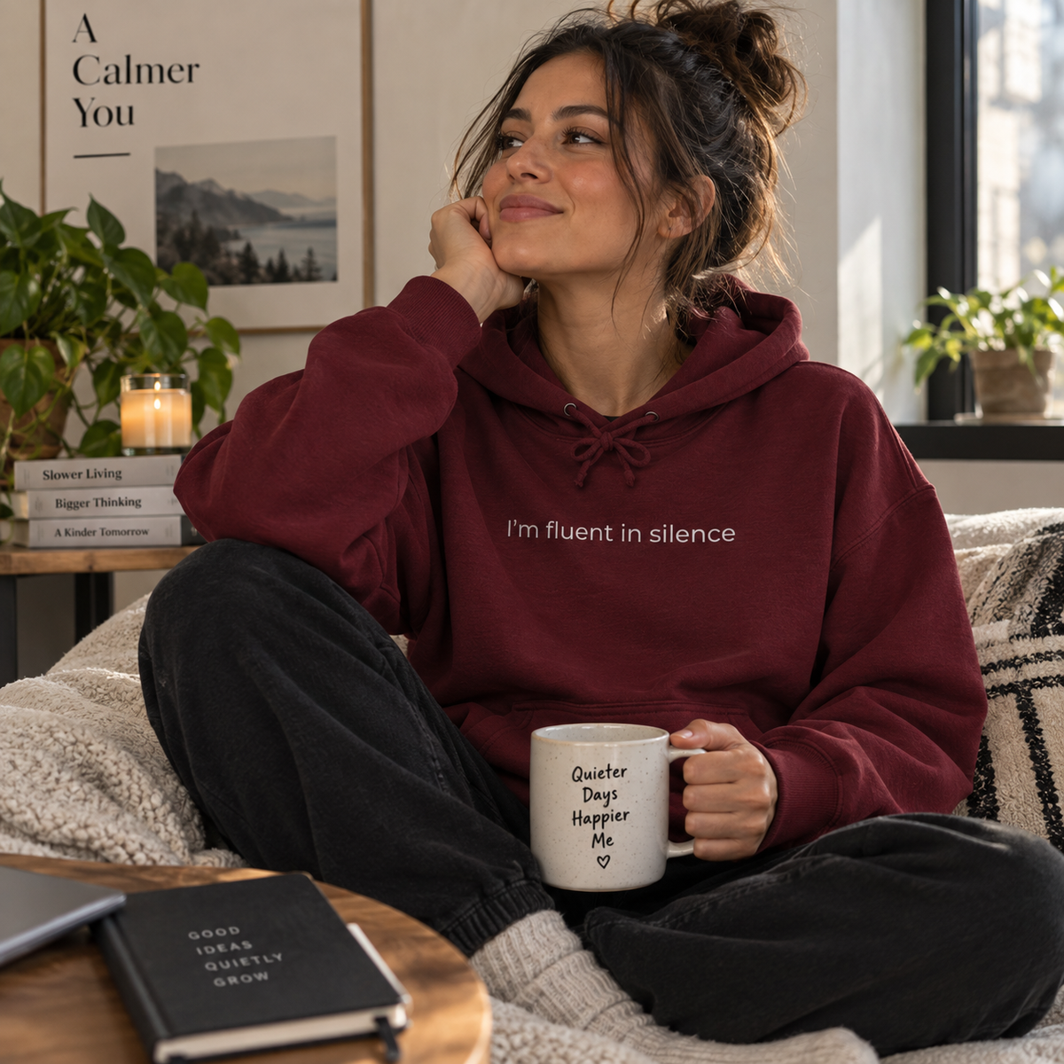 I'm Fluent in Silence Hoodie | Minimal Slogan Hoodie