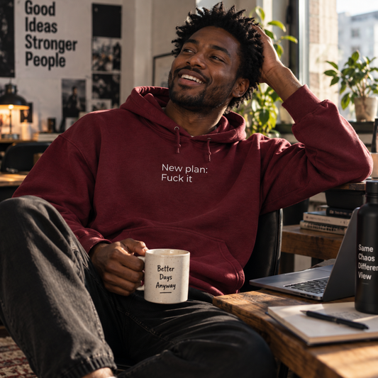 New Plan: Fuck It Hoodie | Minimal Slogan Hoodie