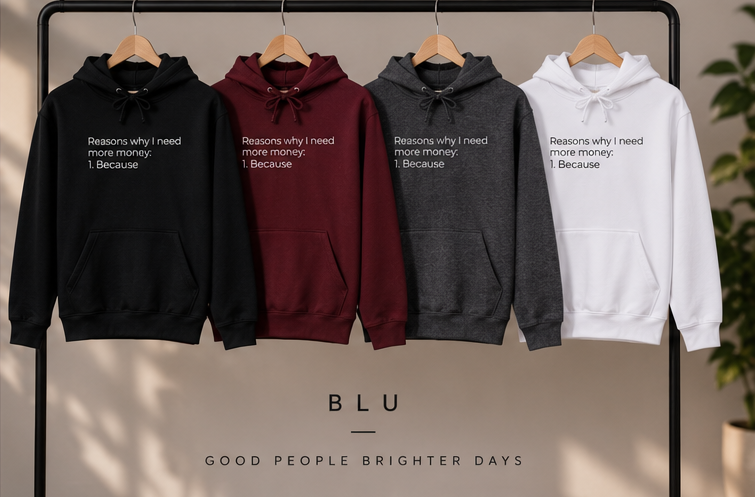 Reasons Why I Need More Money: Because Hoodie | Minimal Slogan Hoodie