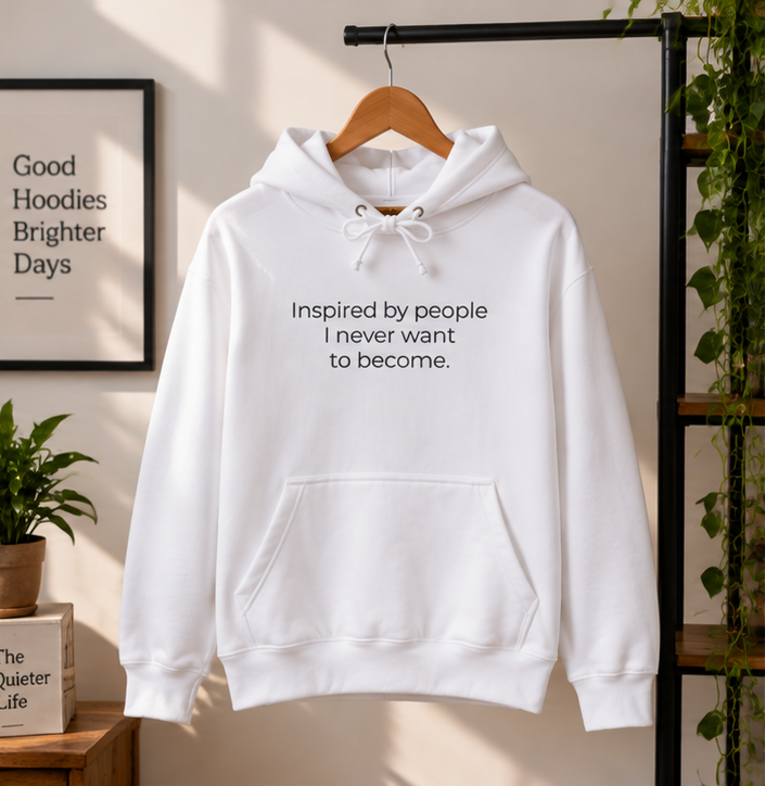 Inspired by People I Never Want to Become Hoodie | Minimal Slogan Hoodie