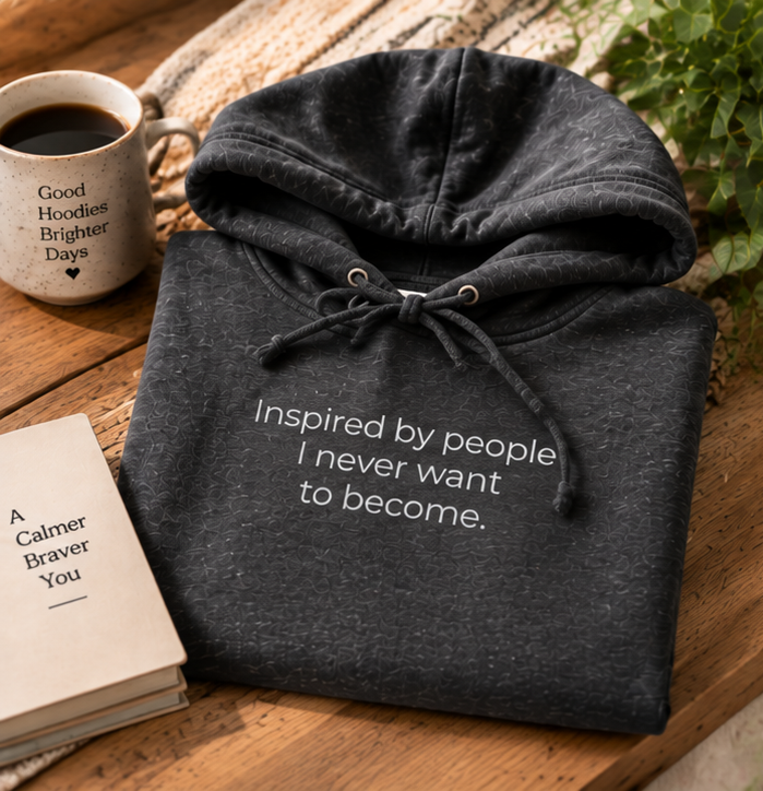 Inspired by People I Never Want to Become Hoodie | Minimal Slogan Hoodie