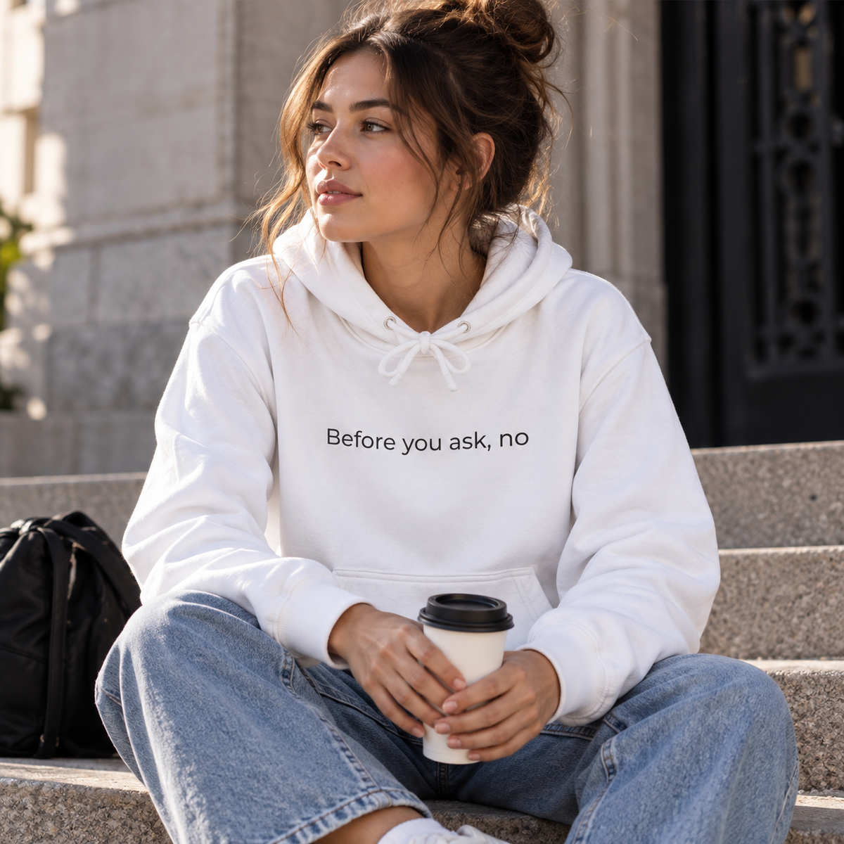 Before You Ask, No Hoodie | Minimal Slogan Hoodie