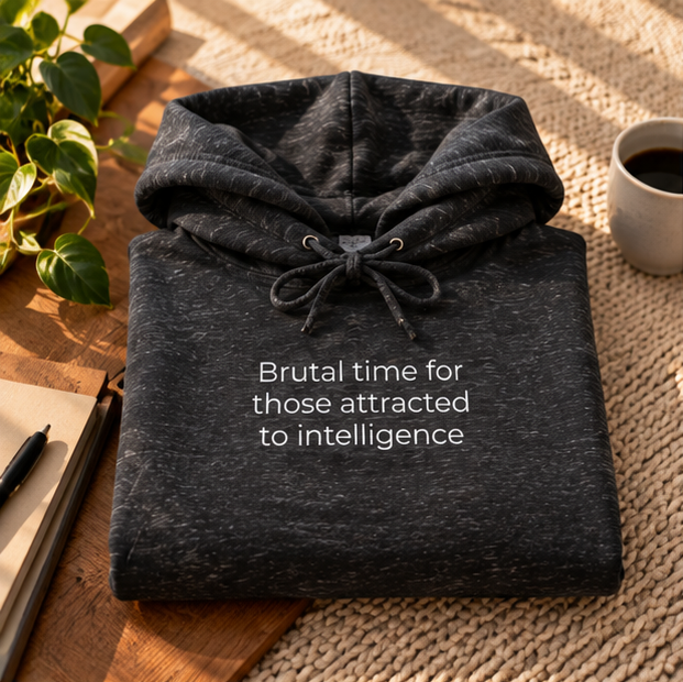 Brutal Time for Those Attracted to Intelligence Hoodie | Minimal Slogan Hoodie