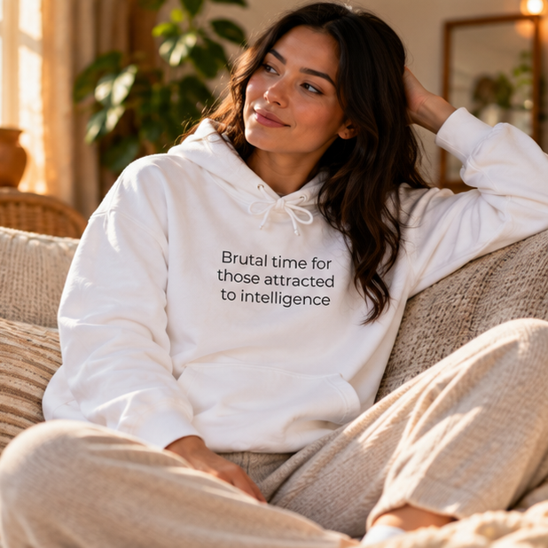 Brutal Time for Those Attracted to Intelligence Hoodie | Minimal Slogan Hoodie