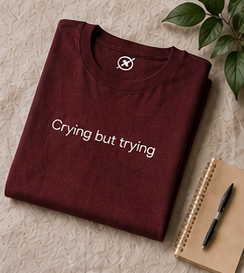 Crying but trying Tee | Minimal Text Shirt, Sadcore Aesthetic