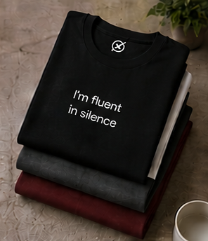 I'm fluent in silence Tee | Minimalist Text Shirt, Introvert Top