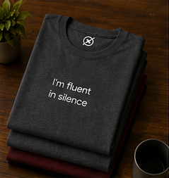 I'm fluent in silence Tee | Minimalist Text Shirt, Introvert Top
