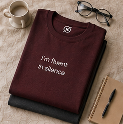 I'm fluent in silence Tee | Minimalist Text Shirt, Introvert Top