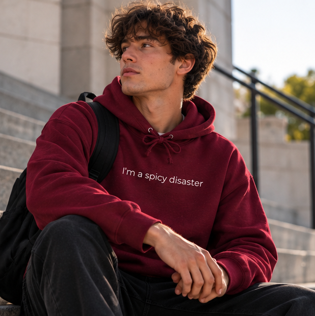 I'm a Spicy Disaster Hoodie | Minimal Slogan Hoodie