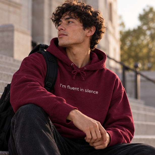 I'm Fluent in Silence Hoodie | Minimal Slogan Hoodie