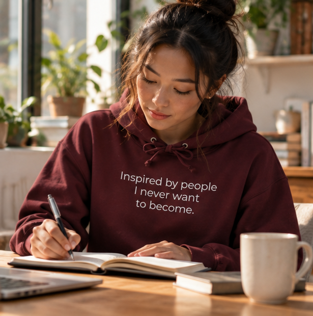Inspired by People I Never Want to Become Hoodie | Minimal Slogan Hoodie