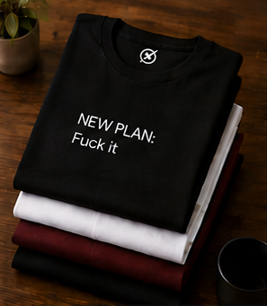 New Plan Fuck it T-shirt | Minimal Text Graphic, Casual Everyday Tee