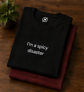 I'm a spicy disaster Tee | Minimal Text Graphic Shirt, Funny Sarcastic Slogan