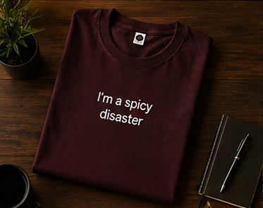 I'm a spicy disaster Tee | Minimal Text Graphic Shirt, Funny Sarcastic Slogan