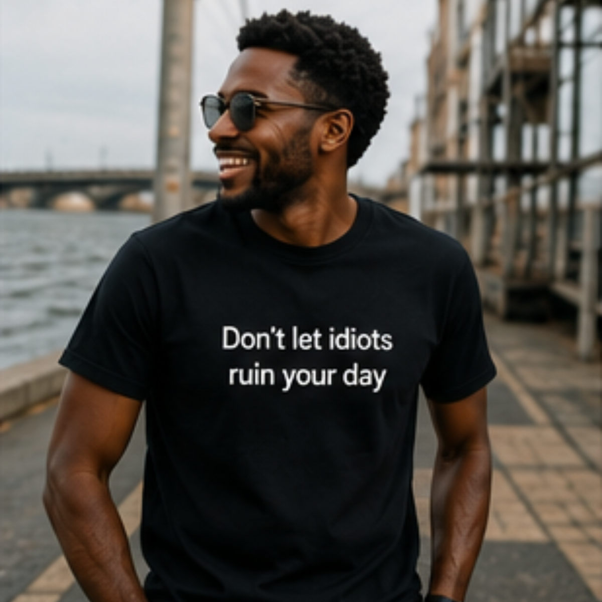 Don't let idiots ruin your day Tee | Minimal Text Graphic T-Shirt