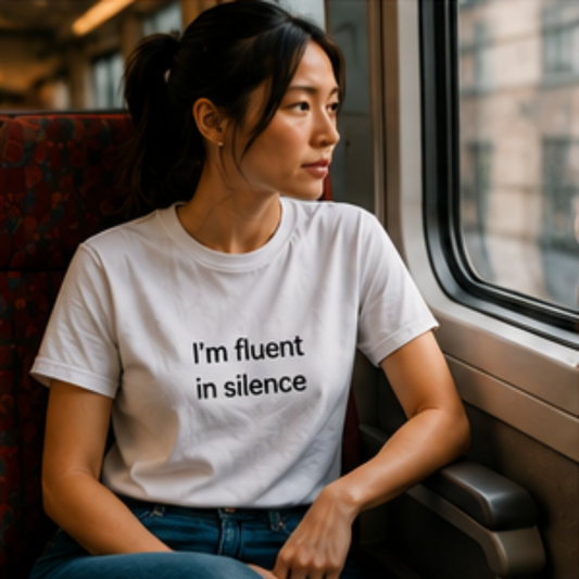 I'm fluent in silence Tee | Minimalist Text Shirt, Introvert Top