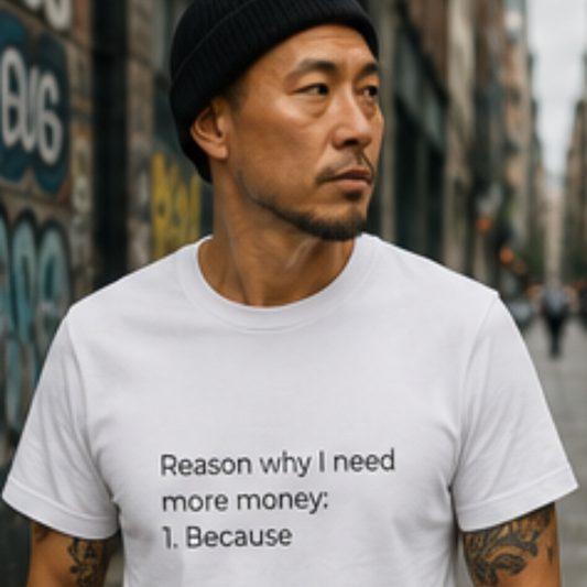 Reason why I need more money Tee | Minimalist Text Shirt