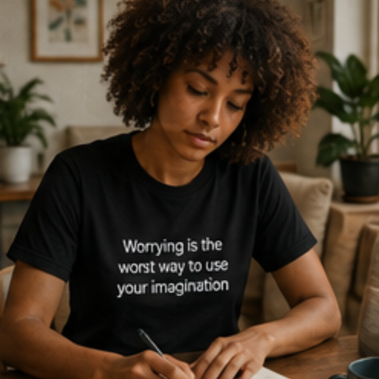 Worrying is the Worst Way to Use Your Imagination T-Shirt | Minimal Text Tee